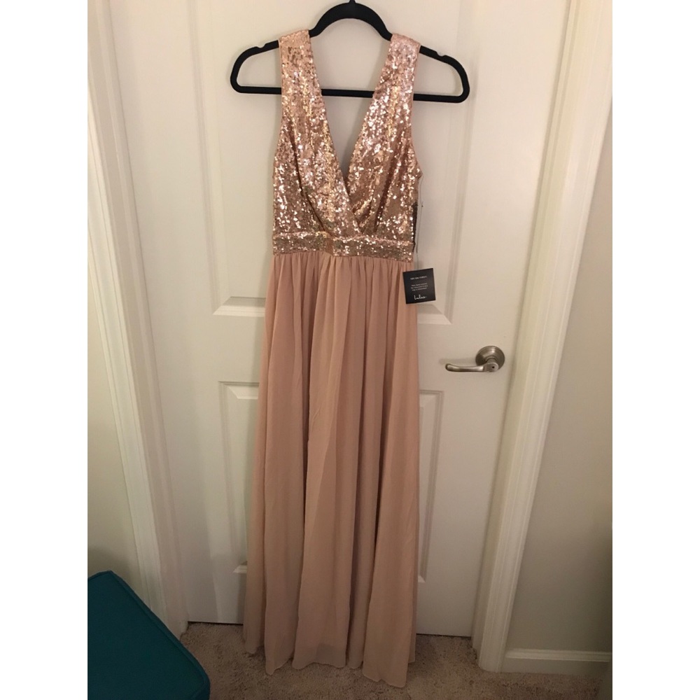 Lulu’s Champagne Sequin Maxi Dress